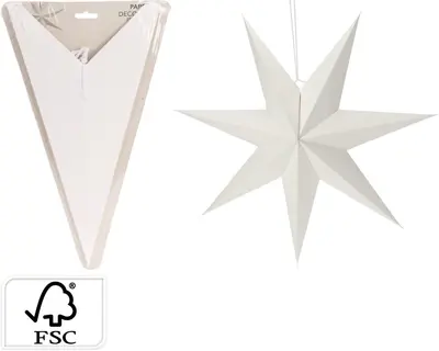Papieren kerst ornament ster 75cm wit - afbeelding 4