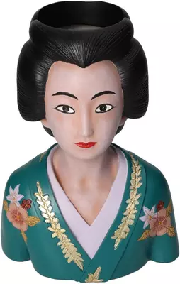 Plantenbak geisha polyresin petrol 18,5x13,8x25,8cm