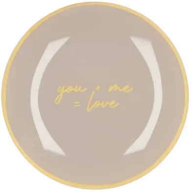 Plate round you + me = love 18x18x2cm