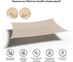 Platinum Sun & Shade schaduwdoek coolfit 500x300cm ecru white - afbeelding 3