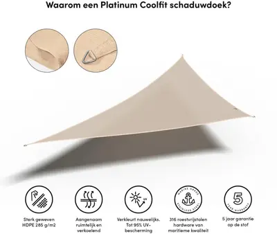 Platinum Sun & Shade schaduwdoek coolfit 570x400x400cm ecru white - afbeelding 2