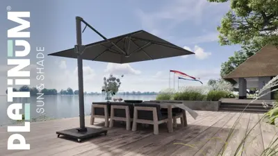 Platinum Sun & Shade zweefparasol beaufort premium 320x320cm faded black - afbeelding 7