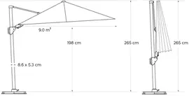 Platinum Sun & Shade zweefparasol Challenger T² premium 260x350cm champagne - afbeelding 9