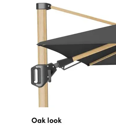 Platinum Sun & Shade zweefparasol challenger t2 premium oak 350cm faded black - afbeelding 7