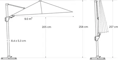 Platinum Sun & Shade zweefparasol nexus t2 300x300cm champagne/zandsteen - afbeelding 7