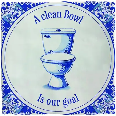Plenty Gifts tegeltje keramiek a clean bowl 10x10cm blauw, wit - afbeelding 1