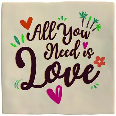 Plenty Gifts tegeltje keramiek all you need is love 10x10cm crème - afbeelding 1