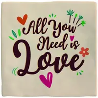 Plenty Gifts tegeltje keramiek all you need is love 10x10cm crème - afbeelding 1