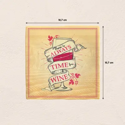 Plenty Gifts tegeltje keramiek always time for wine 10x10cm bruin - afbeelding 2