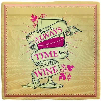 Plenty Gifts tegeltje keramiek always time for wine 10x10cm bruin - afbeelding 1