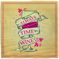 Plenty Gifts tegeltje keramiek always time for wine 10x10cm bruin - afbeelding 1