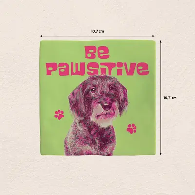 Plenty Gifts tegeltje keramiek be pawsitive 10x10cm groen - afbeelding 2