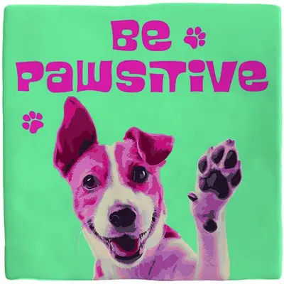 Plenty Gifts tegeltje keramiek be pawsitive 10x10cm groen - afbeelding 1