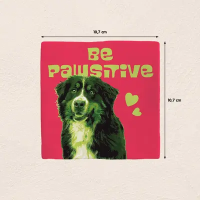 Plenty Gifts tegeltje keramiek be pawsitive 10x10cm roze - afbeelding 2