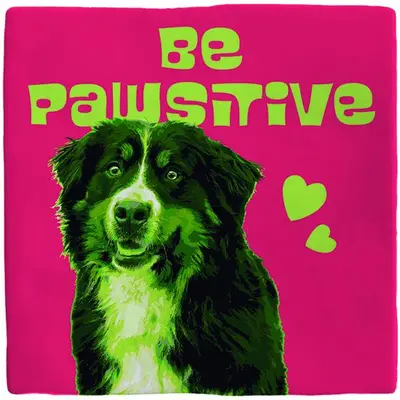 Plenty Gifts tegeltje keramiek be pawsitive 10x10cm roze - afbeelding 1