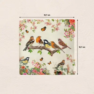 Plenty Gifts tegeltje keramiek birds 10x10cm multi - afbeelding 2