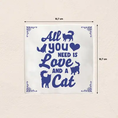 Plenty Gifts tegeltje keramiek cat 10x10cm blauw, wit - afbeelding 2