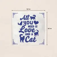 Plenty Gifts tegeltje keramiek cat 10x10cm blauw, wit - afbeelding 2