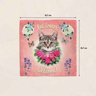 Plenty Gifts tegeltje keramiek cat lovers 10x10cm roze - afbeelding 2