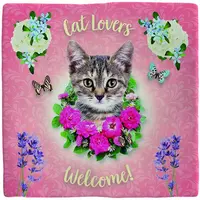 Plenty Gifts tegeltje keramiek cat lovers 10x10cm roze - afbeelding 1