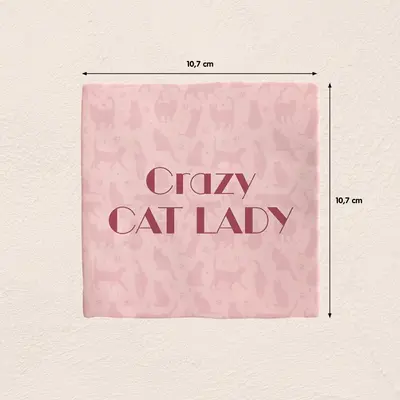 Plenty Gifts tegeltje keramiek crazy cat lady 10x10cm roze - afbeelding 2