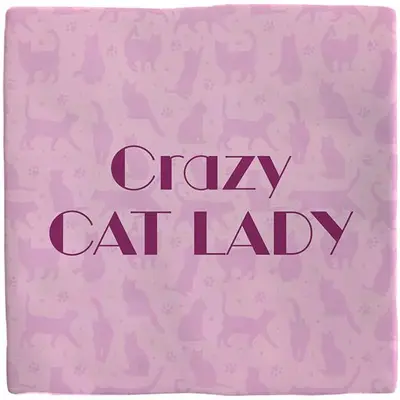 Plenty Gifts tegeltje keramiek crazy cat lady 10x10cm roze - afbeelding 1