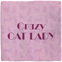 Plenty Gifts tegeltje keramiek crazy cat lady 10x10cm roze - afbeelding 1