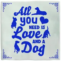Plenty Gifts tegeltje keramiek dog 10x10cm blauw, wit - afbeelding 1
