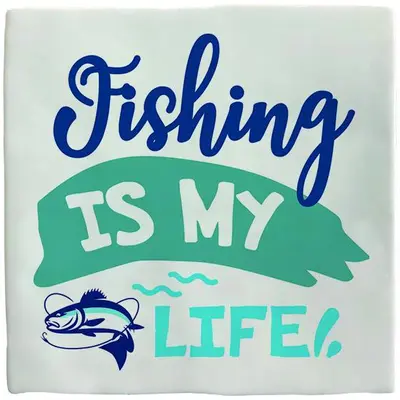 Plenty Gifts tegeltje keramiek fishing is my life 10x10cm wit - afbeelding 1