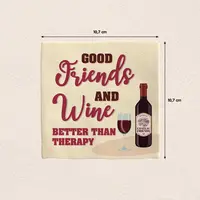 Plenty Gifts tegeltje keramiek friend & wine 10x10cm crème - afbeelding 2