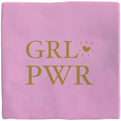 Plenty Gifts tegeltje keramiek girlpower 10x10cm roze - afbeelding 1