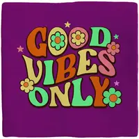 Plenty Gifts tegeltje keramiek good vibes only 10x10cm paars - afbeelding 1