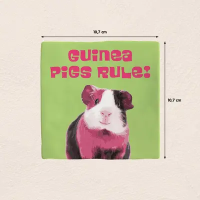 Plenty Gifts tegeltje keramiek guinea pigs rule 10x10cm groen - afbeelding 2
