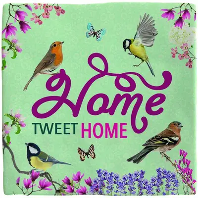 Plenty Gifts tegeltje keramiek home tweet home 10x10cm multi - afbeelding 1