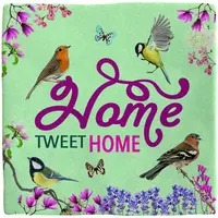 Plenty Gifts tegeltje keramiek home tweet home 10x10cm multi - afbeelding 1