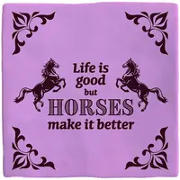 Plenty Gifts tegeltje keramiek horses 10x10cm paars - afbeelding 1