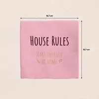 Plenty Gifts tegeltje keramiek house rules 10x10cm roze - afbeelding 2