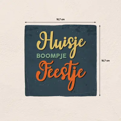 Plenty Gifts tegeltje keramiek huisje boompje feestje 10x10cm grijs - afbeelding 2