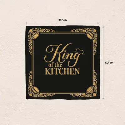 Plenty Gifts tegeltje keramiek king of the kitchen 10x10cm zwart - afbeelding 2