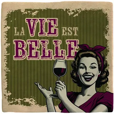 Plenty Gifts tegeltje keramiek la vie est belle 10x10cm bruin - afbeelding 1