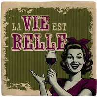 Plenty Gifts tegeltje keramiek la vie est belle 10x10cm bruin - afbeelding 1