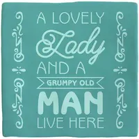 Plenty Gifts tegeltje keramiek lady & man 10x10cm blauw - afbeelding 1