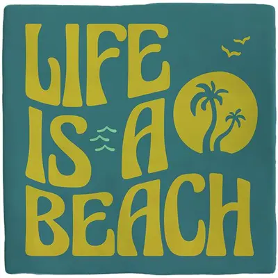Plenty Gifts tegeltje keramiek life is a beach 10x10cm groen - afbeelding 1