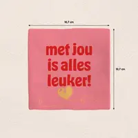 Plenty Gifts tegeltje keramiek met jou is alles leuker 10x10cm roze - afbeelding 2