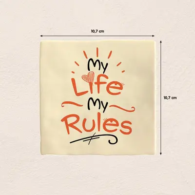 Plenty Gifts tegeltje keramiek my life my rules 10x10cm crème - afbeelding 2