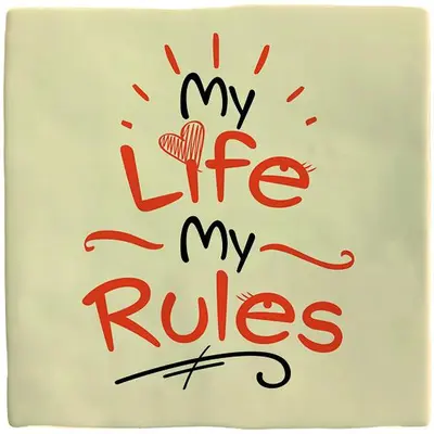 Plenty Gifts tegeltje keramiek my life my rules 10x10cm crème - afbeelding 1