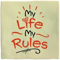Plenty Gifts tegeltje keramiek my life my rules 10x10cm crème - afbeelding 1