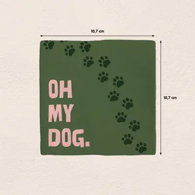 Plenty Gifts tegeltje keramiek oh my dog 10x10cm groen - afbeelding 2