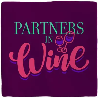 Plenty Gifts tegeltje keramiek partners in wine 10x10cm paars - afbeelding 1