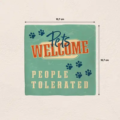 Plenty Gifts tegeltje keramiek pets welcome 10x10cm groen - afbeelding 2